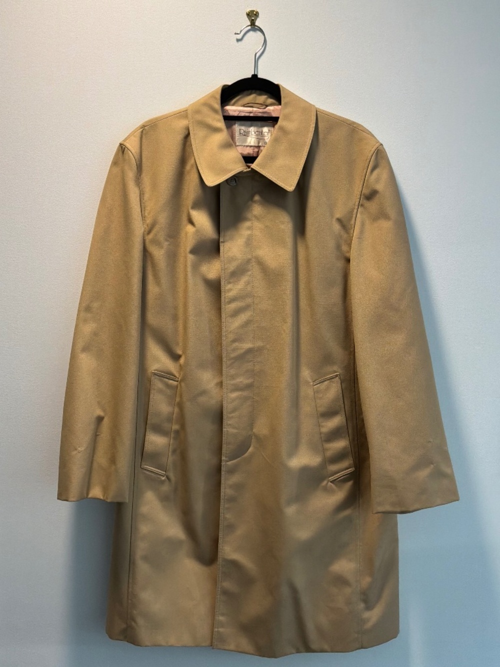 Vintage Rainbeater Tan Single-Breasted Trench Coat Raincoat - 22” PTP